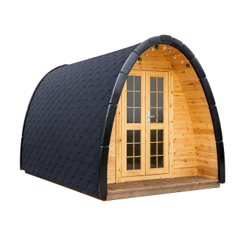 Campingpod i fyrretræ – vælg størrelse