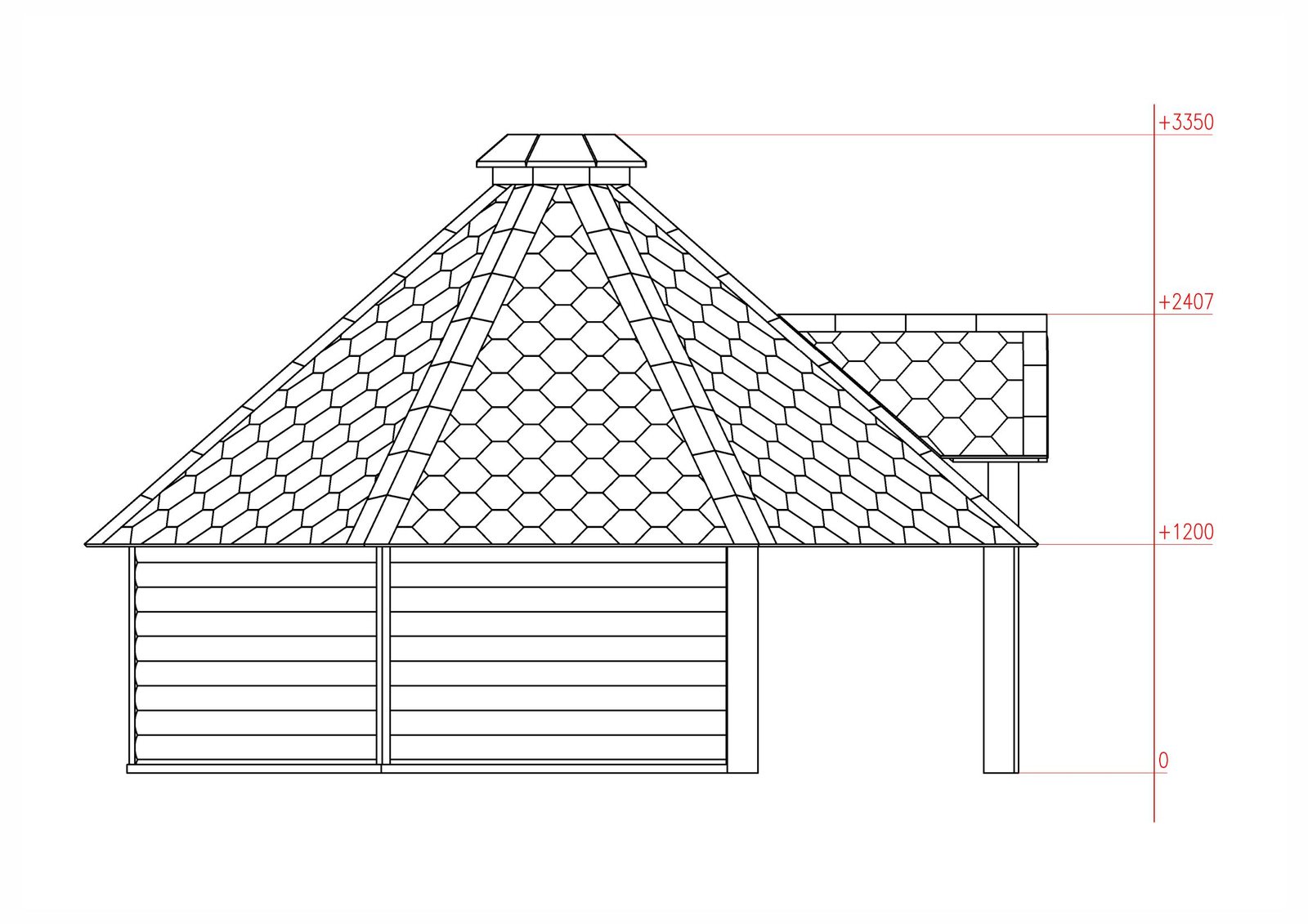 Åben grillhytte 16,5 m² – Facader